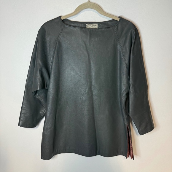 Vintage David Laurenz Leathers Gray Leather Top Shirt 70s 80s - Picture 1 of 6